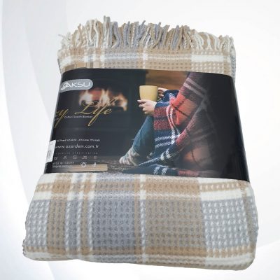 Плед 180*220 см. AKSU Cozy Life/Scotch, цв. св.сер/кор